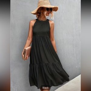 Black sleeveless summer dress - XL